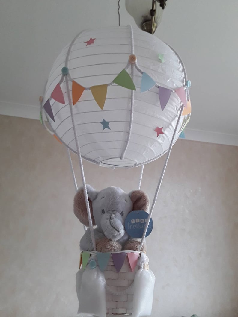Cute little elephant in Hot Air Balloon Nursery Light Shade. Etsy