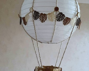 Jungle themed Hot Air Balloon Light Shade in neutral colours