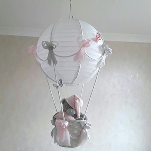 Hot Air Balloon Nursery light  shade in pink and grey/Toy is NOT included