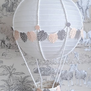 Jungle theme Hot Air Balloon light/lamp shade in pink and grey