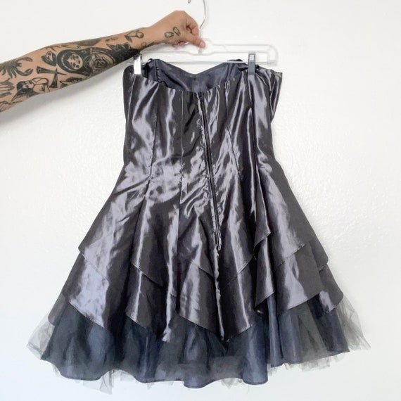 Y2K/90s Metallic Nylon Strapless Tulle Dress - image 2
