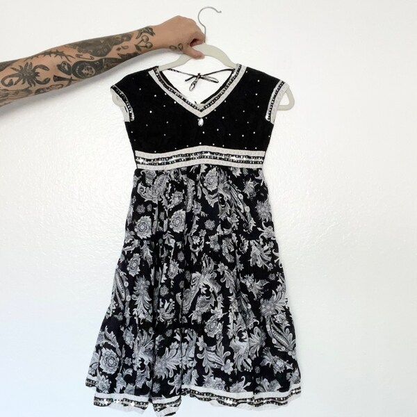 Sequin/Bedazzled Print Baby Doll Dress