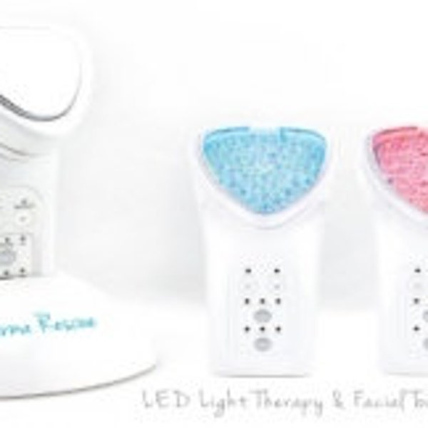 Red LED Light Therapy 3-in-1 Facial Toning System Microcurrent Blue Light and Galvanic Ion Anti Aging Facelift from Derma Rescue Tightening