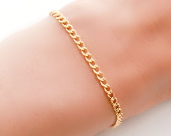 Gold Curb Chain Bracelet, Womens Layering Bracelet, Minimal Gold Bracelet, Gold Filled Bracelet, Thick Chain Bracelet, Gifts for Her