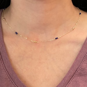 Dainty Gold Lapis Lazuli Necklace Gold - Simple Blue Gemstone Choker - Minimalist Necklaces for Women - Gift Ideas Woman