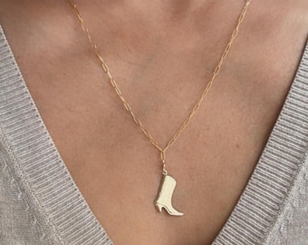 Gold Boot Charm Necklace, 14k Gold Filled, Boot Charm, Cowboy Boot Necklace, Simple Necklace, Birthday Gift, Gift for Her, Cowgirl, Cowboy