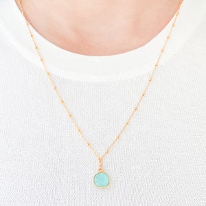 Natural Aqua Chalcedony Necklace | Gold Filled Necklace | Gemstone Pendant Necklace | Gift for Her | Birthstone Necklace | Crystal Necklace