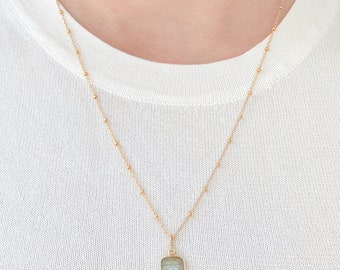 Natural Labradorite Necklace | Gold Filled Necklace | Gemstone Pendant Necklace | Gift for Her | Birthstone Necklace | Crystal Necklace