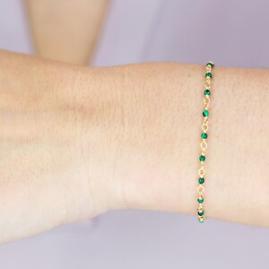 Green Malachite Gemstone Bracelet, Minimalist Jewelry, Beaded Bracelet, Dainty Bracelet, Healing Jewelry, Gold Filled Bracelet, Gift for Her