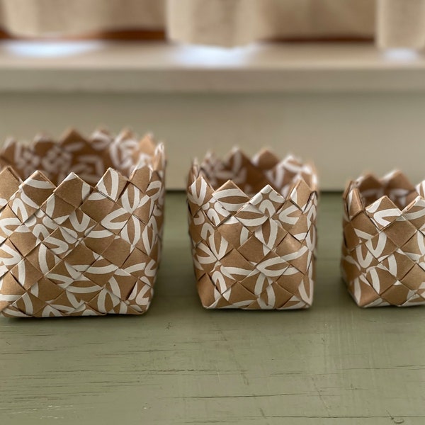 Handwoven Paper Nesting Baskets - Set of Three