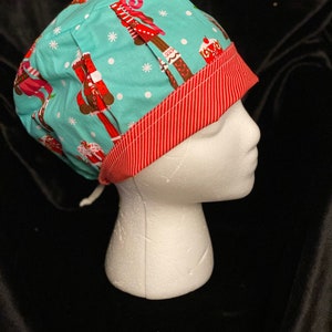 Christmas Nutcracker in teal Scrub hat REVERSIBLE Modern bouffant or Pixie Style