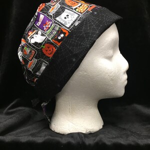 halloween in a jar with black cats Scrub hat REVERSIBLE Modern bouffant or Pixie Style