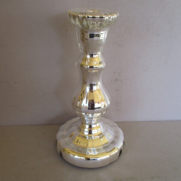 Mercury Glass Candlestick Etsy