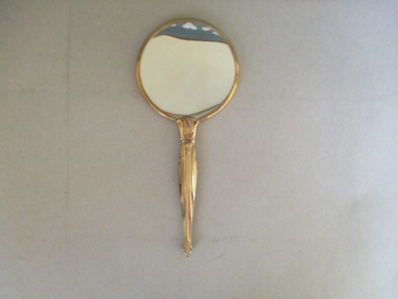 Vintage Hand Mirror Reversible Standard And Magnifying Vintage Hand Mirror Reversible Standard, Vintage Hand Mirrors Metal