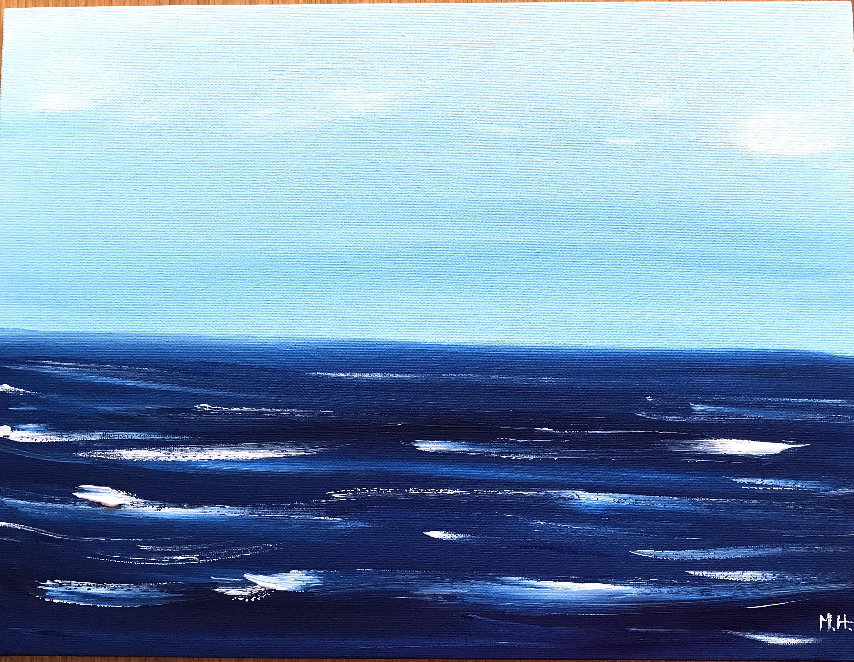Blue sea acrylic painting blue artwork water painting Etsy