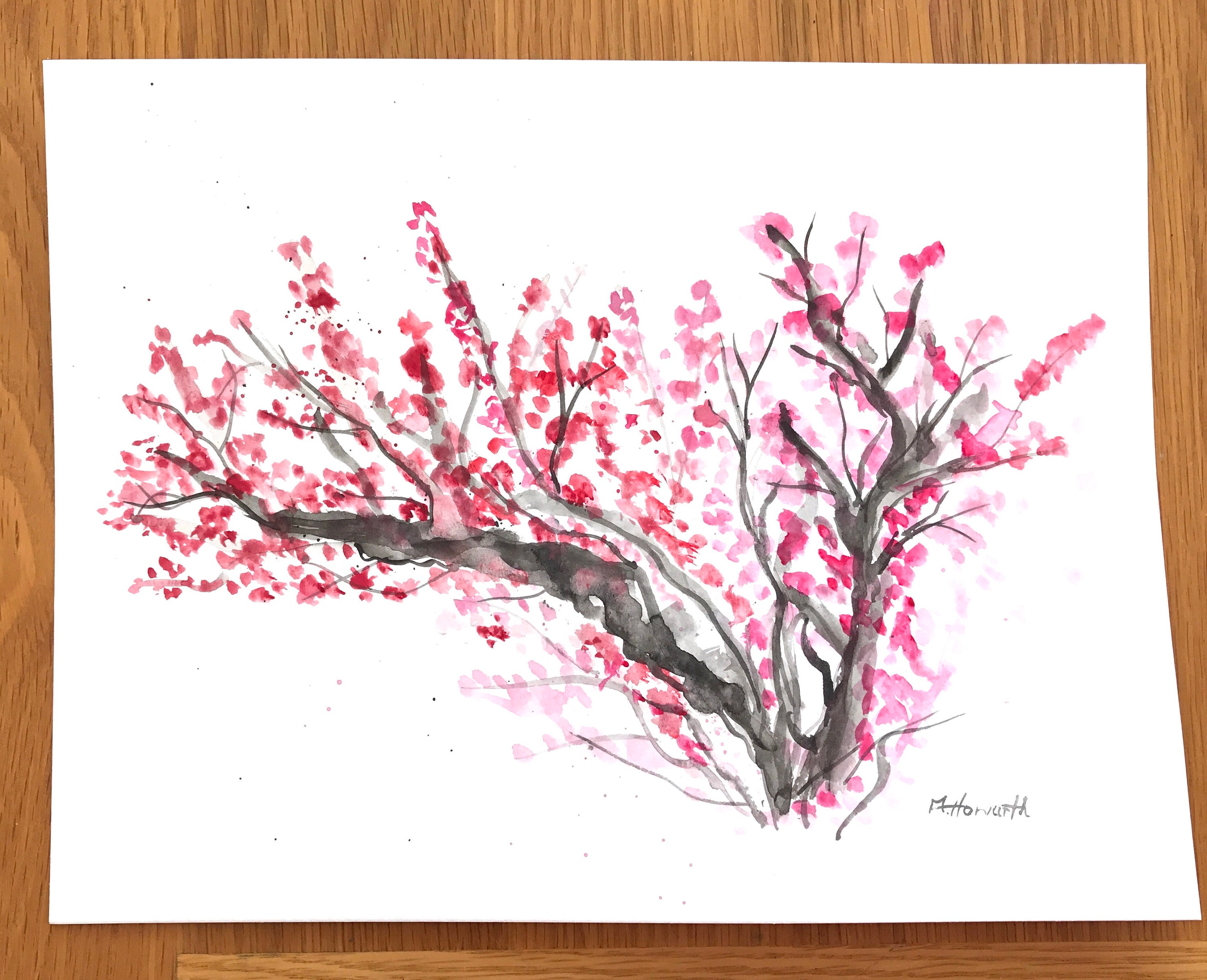 Aquarelle peinture fleur de cerisier art art japonais ... Aquarelle peinture fleur de cerisier art art japonais ...
