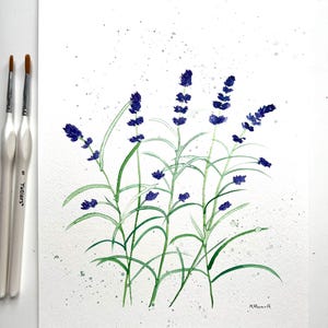 Original Watercolor Lavender Painting: A4 Botanical Art, Nature Home Decor
