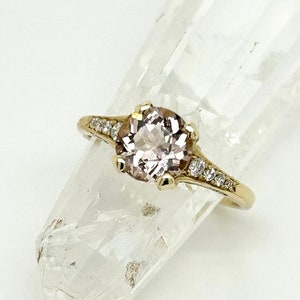Morganite and Diamond Ring 14k Gold, Morganite Engagement Ring