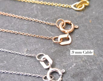 14k Gold Cable Chain Necklace: .9mm White, Rose, or Yellow Gold