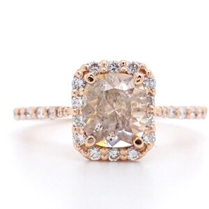 Rose Cut Diamond Engagement Ring Champagne Diamond Bridal Set - Etsy