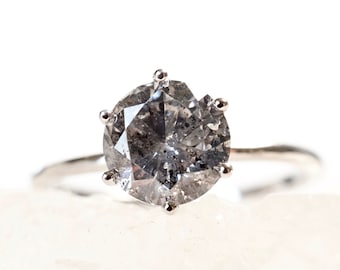 Salt and Pepper Diamond Engagement Ring: 14K White Gold Galaxy Ring