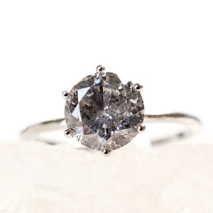 Salt and Pepper Diamond Engagement Ring: 14K White Gold Galaxy Ring