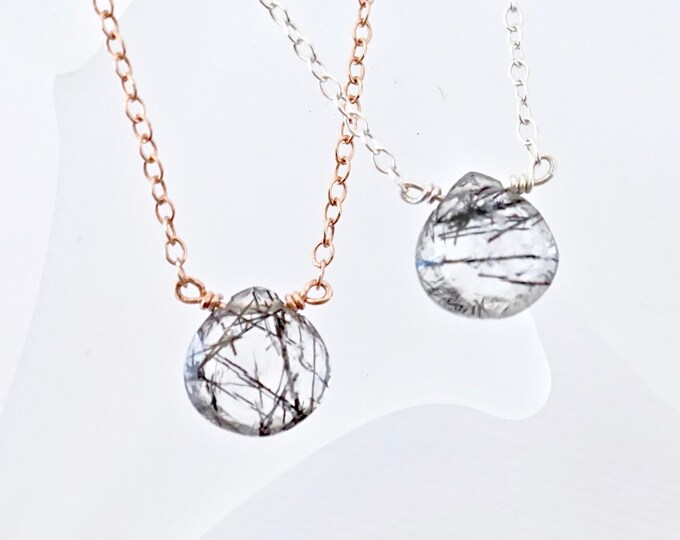 Salt and Pepper Necklace Black Rutilated Quartz Necklace Etsy