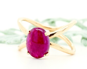 Rose Gold Ruby Ring, Ruby Engagement Ring, Oval Ruby Split Shank Ring