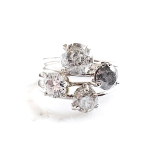 Custom Salt and Pepper Diamond Ring: Unique 14k Gold Engagement Ring