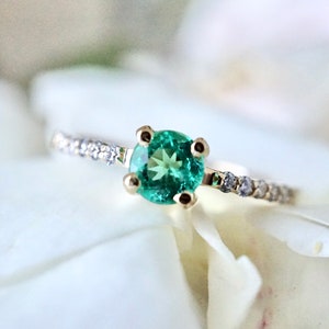 Emerald Diamond Ring: 14k Yellow Gold Engagement Ring