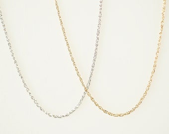 Dainty 14k Gold Rope Chain Necklace: White or Yellow Gold
