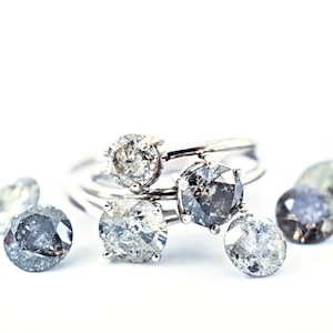 Custom Salt and Pepper Diamond Engagement Ring: 14k Gold Solitaire