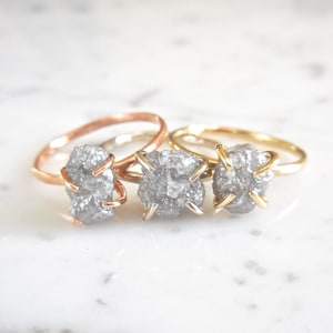 Raw Gray Diamond Engagement Ring: 14k Gold Solitaire