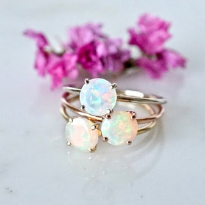 Opal Engagement Ring: 14k Gold Solitaire, October Birthstone