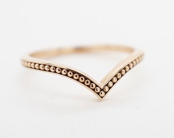 Gold Chevron Ring, Mil Korn Band, Bubble Band, Silber Chevron Band, Wishbone Ring