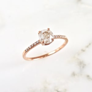 Salt and Pepper Diamond Ring: 14k Rose Gold Engagement Ring