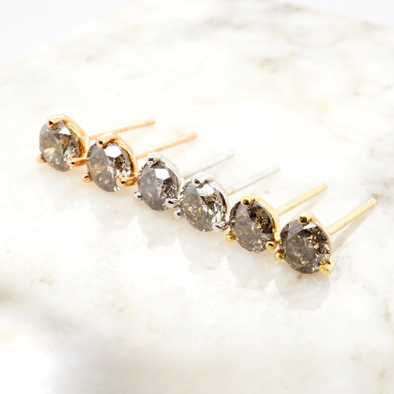 Salt and Pepper Diamond Stud Earrings Custom 1 Carat Diamond Etsy UK