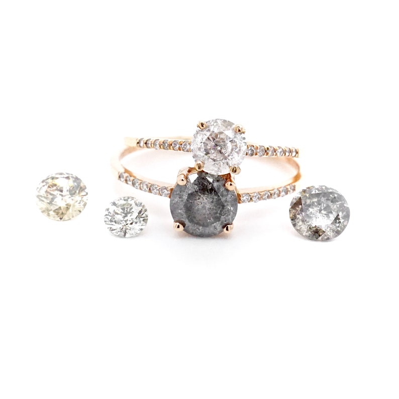 Salt and Pepper Diamond Ring Custom Salt and Pepper Diamond Etsy