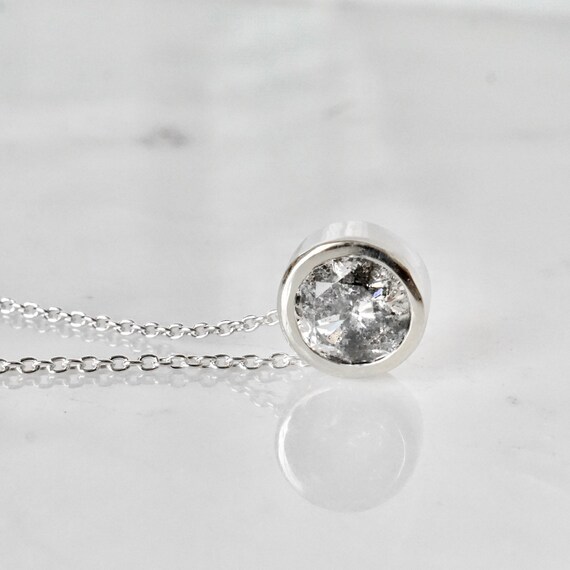 Salt and Pepper Diamond Necklace Bezel Set Gray Diamond - Etsy