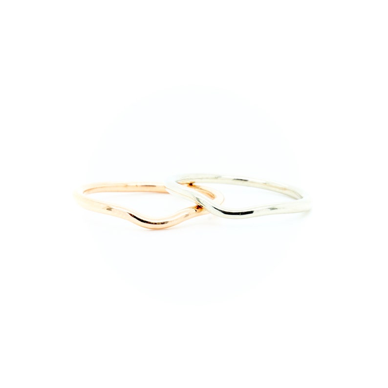 Curved 14 karat gold Wedding ring band Delicate Gold Band