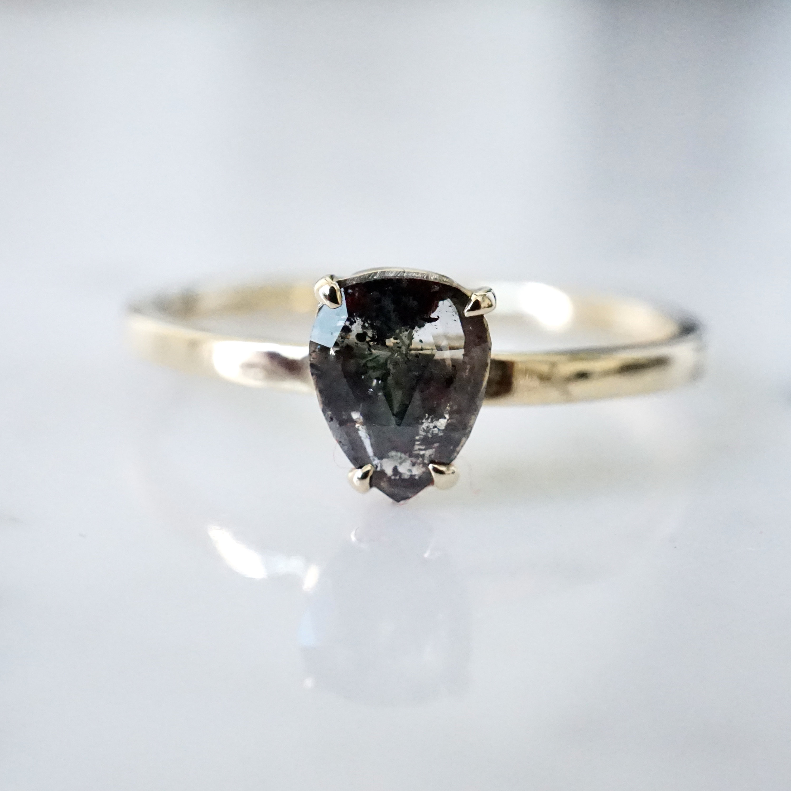 Black Diamond Engagement Ring Dark Salt and Pepper Diamond | Etsy