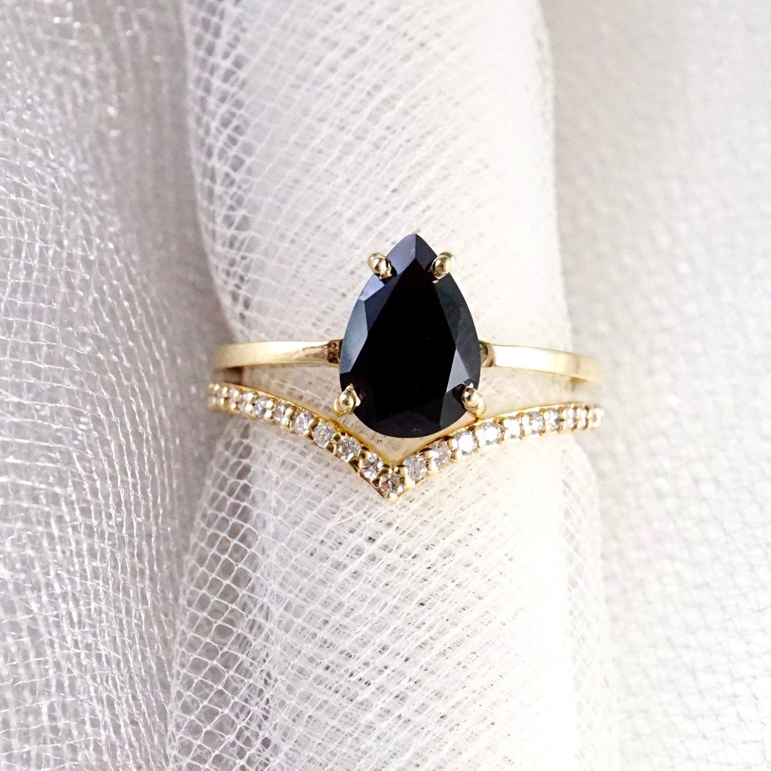 Black Onyx Ring Pear Onyx Ring Yellow Gold Onyx Ring Pear - Etsy