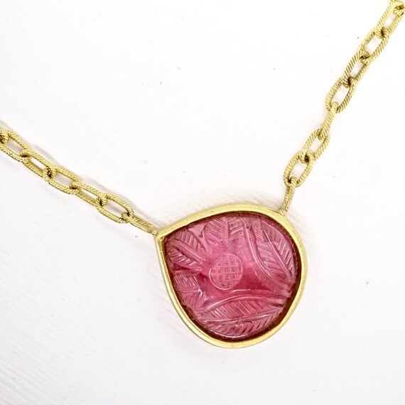 Gemstone Crystal Necklace Gift for Her, Choker Necklace NEW /& RARE 18k Gold Pink Tourmaline Necklace Personalized Birthstone Jewelry