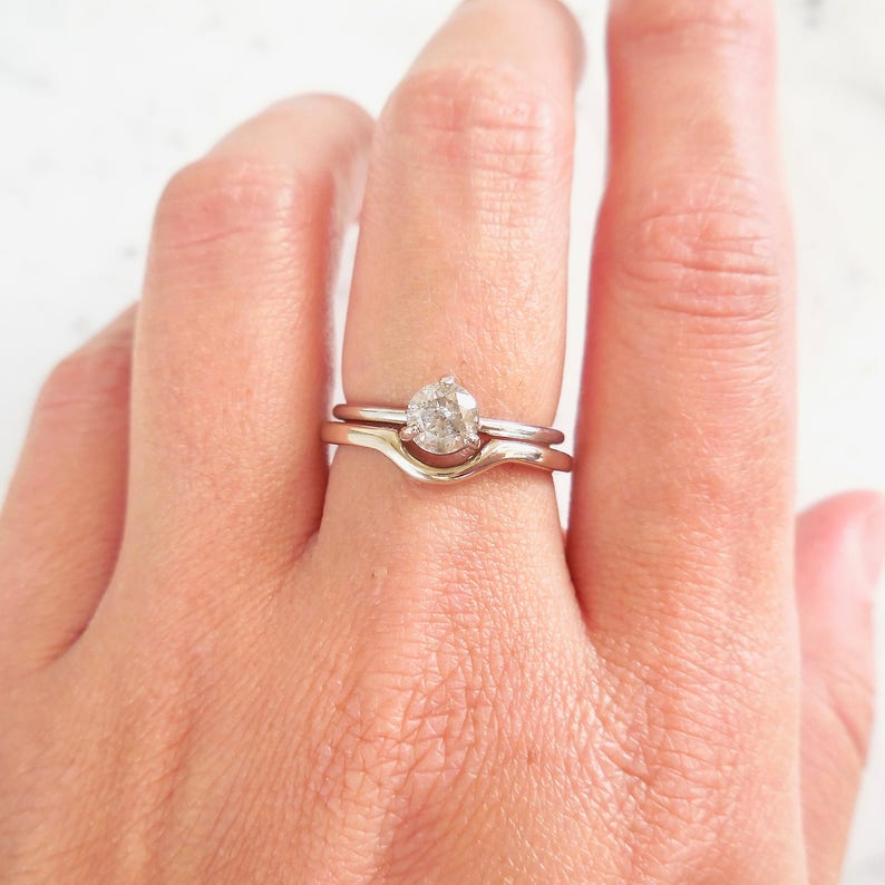 Custom Round Salt and Pepper Diamond Engagement Ring Etsy