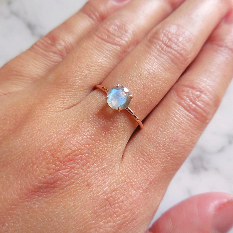 Delicate Labradorite Ring in 14 karat gold