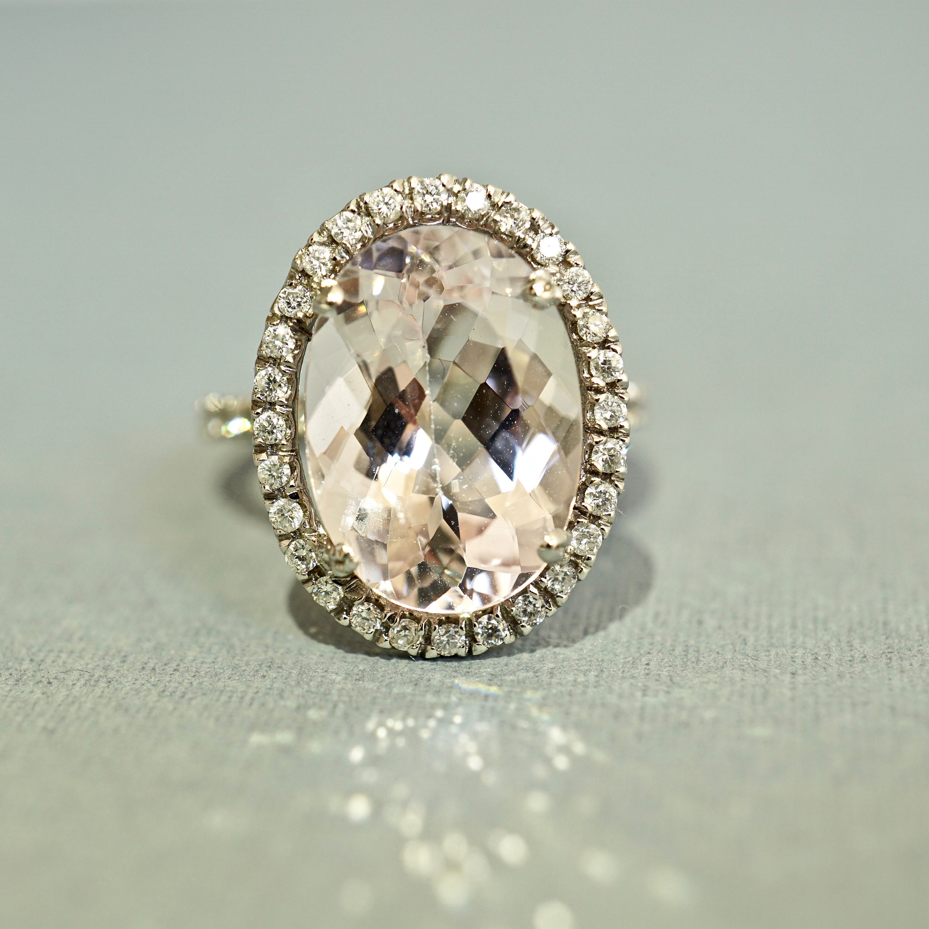 Pink Morganite Ring Morganite Diamond Halo Engagement Ring | Etsy