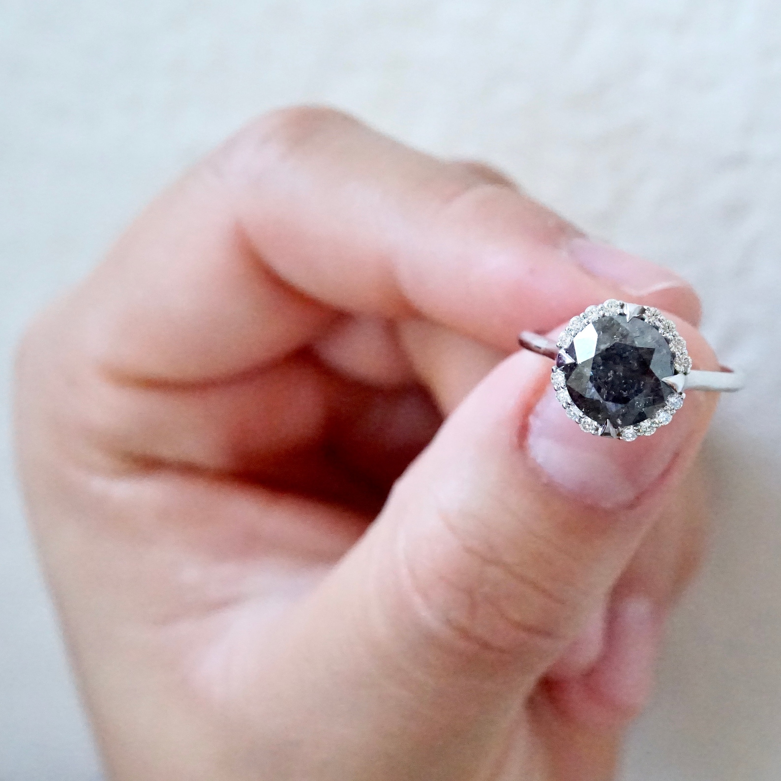 Black Salt and Pepper Diamond Ring in 14k White Gold 2 carat Etsy