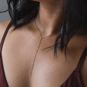 Gold Lariat Necklace, 14k Gold Lariat Necklace, Layered