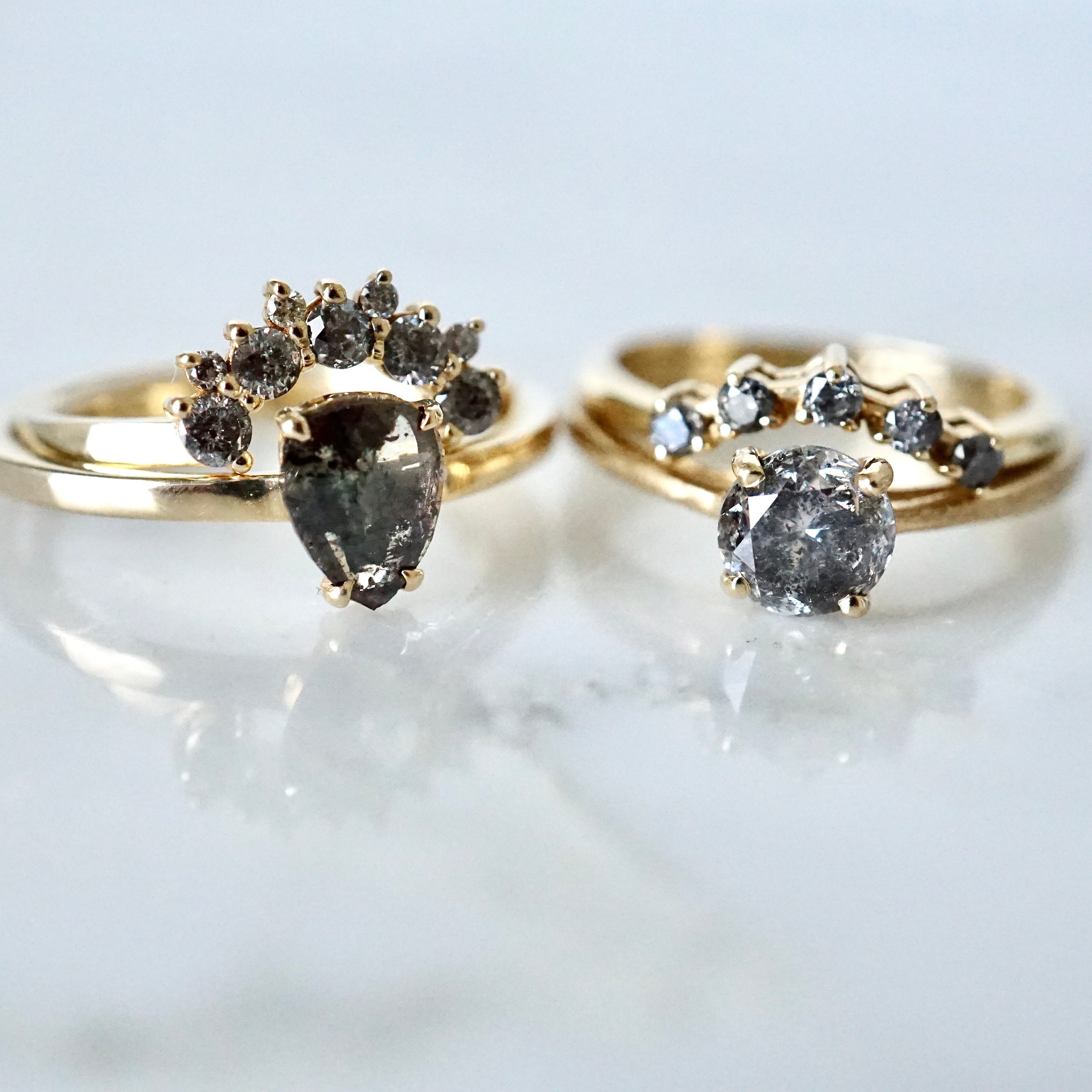 Salt and Pepper Ring Black Diamond Engagement Ring Dark Salt Etsy UK