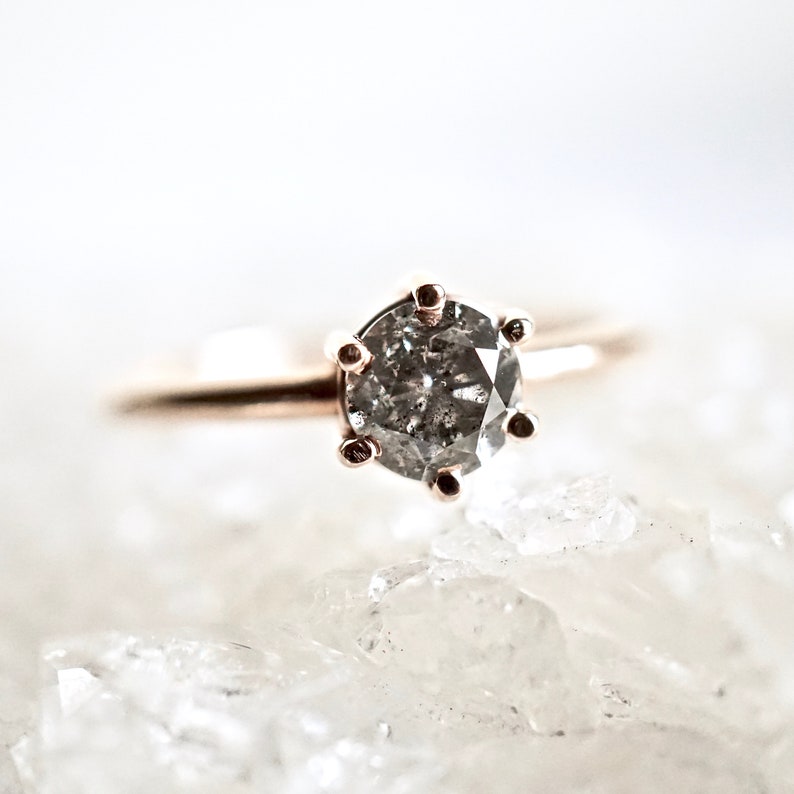 Grey Diamond Engagement Ring Salt and Pepper Galaxy Diamond Etsy